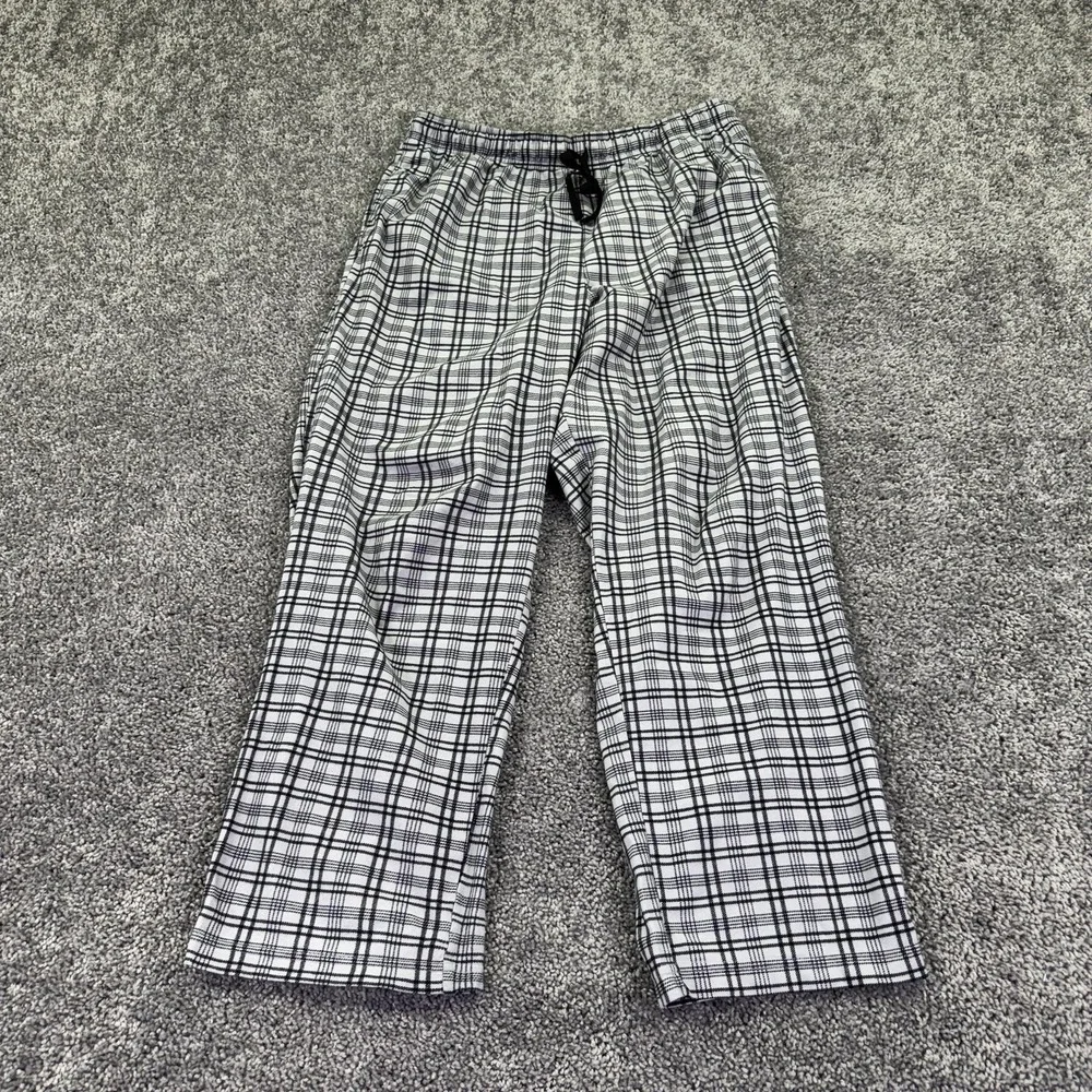 Nautica Pajama Pants Mens Medium Gray Plaid Flannel Drawstring Sleep Lounge